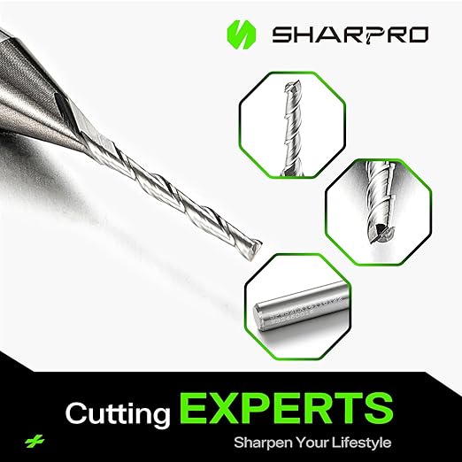 Spiral Upcut Router Bit 1/4 Inch Shank 1/16 Inch Cutting Dia. 1/2'' CL. Extra Long 2'' OVL. Carbide Upcut CNC Router Bit, Ideal for Wood Engraving and Plunging Applications