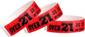 500 WristCo Over 21 Neon Red Tyvek Wristbands for Events - ¾” x 10” - Waterproof Recyclable Comfortable Tear Resistant Paper Bracelets Wrist Bands for Concerts Festivals Admission Party