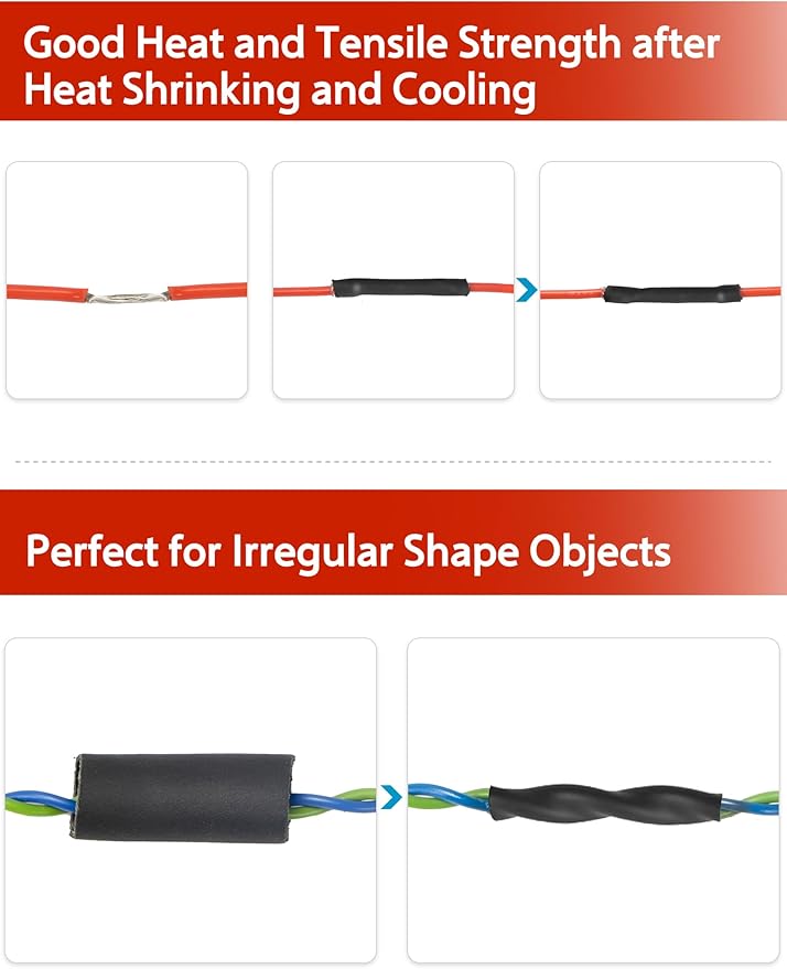 Lsnisni 3:1 Heat Shrink Tubing Ø5/8inch ＆ 3/4inch 13ft, Marine Grade Waterproof, Dual Wall Adhesive Lined, Heat-Shrink Tubing Black (Ø3/4” 13ft)