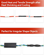 Lsnisni 3:1 Heat Shrink Tubing Ø5/8inch ＆ 3/4inch 20ft, Marine Grade Waterproof, Dual Wall Adhesive Lined, Heat-Shrink Tubing Black (Ø5/8” 20ft)