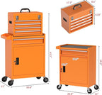 5-Drawer High Capacity Rolling Tool Chest, Tool Box with Drawers and Wheels, Toolbox on Wheels with Cabinet(Orange)