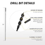 HANSHAN Flexible Installer Drill Bit 54 x 3/4×1/4-Inch Fish Bit for Pulling Wire Through Tight Spaces with Minimal Damage -1 Pack