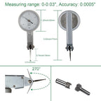 HDLNKAK Professional Dial Test Indicator with Magnetic Base Stand and Storage Case，0-0.03"x0.0005" Test Indicator，with 2 Metal Dovetail Clamps 3/8'' and 5/32'' in Storage Case