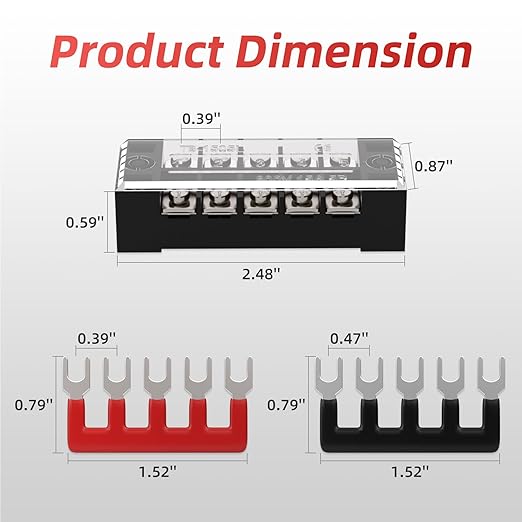 APIELE 15A Screw Terminal Block 5 Position Dual Row Covered 5 Position Pre-Insulated Terminal Barrier Strips (5PCS 15A 5P+5PCS Wiring Strips)