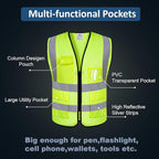 BeautyWill Custom Logo 10/20 Pack Safety Vest Class2 High Visibility Vest with Pockets Breathable Construction Vest Bulk