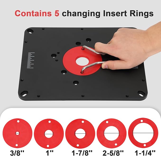 Precision Aluminum Router Table Insert Plate Compatible with Various Router Models, Featuring Pre-Drilled Templates, Ideal for Both DIY Enthusiasts and Professional Woodworkers