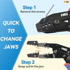 HKS Coax Ratchet Crimping Tool Kit for Coaxial RG Cable RF Connector with 5 Changeable Dies, Rotary Coaxial Cable Stripper/Cutter and Stripper/Cutter Piler
