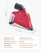 VEVOR Cutting Dust Shroud for Angle Grinders, Universal 4-5 in Angle Grinder Dust Shroud with 6 Clamping Washers, Adjustable Cutting Depth, Connect to Vacuum Cleaner, for Wood Concrete Wall Stone