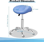 Saddle Stool Rolling Ergonomic Swivel Chair for Dental Office Massage Clinic Spa Salon,Adjustable Hydraulic Stool with Wheels (Without Backrest, Blue)