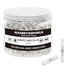 haisstronica 400PCS White Solder Seal Wire Connectors,Waterproof Wire Connectors, Insulate Heat Shrink Butt Connectors for Watercraft,Electrical,Electronics 26-24