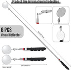 6 Pcs Telescoping Inspection Mirror,Retractable 30 Inch Mechanical Mirror Tool,Under Vehicle Inspection Mirror,Car Visual Reflector,Retractable Under Vehicle Detection Mirror Repair Tool