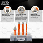 Dry Diamond Drill Bit Set - BGTEC 6/8/10mm Hole Saw and 1pc 4/5" Dimaond Chamfer bit for Granite Marble Porcelain Ceramic,Vacuum Brazed Diamond Core Drill Bit Kit
