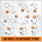 HORUSDY 150-Piece Pegboard Hooks Assortment, Pegboard Accessories with Pegboard Bins for Organizing Various Tools