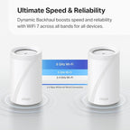 TP-Link Deco BE63 Tri-Band WiFi 7 BE10000 Whole Home Mesh System- 6-Stream 10 Gbps, 4X 2.5G Ports Wired Backhaul, 4X Smart Internal Antennas, VPN, MU-MIMO, HomeShield, Free Expert Support (1-Pack)