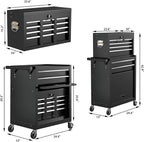 8-Drawer High Capacity Rolling Tool Chest, Removable Cabinet Storage Tool Box with Wheels and Drawers, Detachable Toolbox with Lock for Workshop Mechanics Garage (Black)