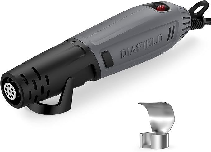 DIAFIELD Mini Heat Gun, 2 Temp Setting 302℉-842℉ Fast Heat Hot Air Gun Tool with Reflector Nozzle and 5.9Ft Cable Overload Protection for Epoxy Resin, Craft, Embossing, Shrink Wrapping & DIY