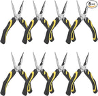 8 Packs 6 Inch Long Needle Nose Pliers with Wire Cutter, Small Needle Nose Pliers Bulk for Electricians, Grips Small Parts, Bend Wire, Electronics Repair, Jewelry Making Tools, etc, by GENHAKON