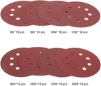 WORKPRO 80-Piece Sanding Disc Set，5-Inch 8-Hole Hook and Loop Sanding Discs, 60, 80, 100, 120, 180, 240, 320, 400 Grits Sandpaper for Random Orbital Sander(Not for Oscillating Tools or Mouse Sander)