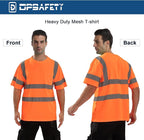 High Visibility Class 3 T Shirts，Hi Vis Safety Shirts with Reflective Strips and Pocket, Short Sleeve Quick Dry Mesh Construction Work Shirt for Men/Women Orange,6XL