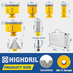 HIGHDRIL Diamond Drill Bits Kit with 5/8-11 for Porcelain Porcelain Tile Ceramic Marble Brick Concrete Vacuum Brazed Hole Saw (25/35/45/65/75mm+20mm Finger Bits+50mm Beveling Chamfer Bit)