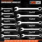 HORUSDY 11-Piece Sae Wrench Set | Combination Wrench Set with Organizer | 12 Point | 1/4" - 3/4" | Chrome Vanadium Steel
