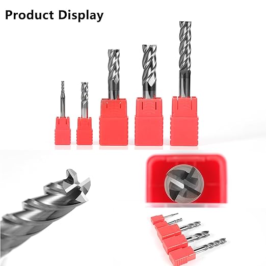 5pcs 1/8" Carbide Square End Mill Bits Set for Alloy Stees/Hardened Steels,Hrc55 Micro Grain Carbide Milling Cutter 4Flute CNC Router Bits with AlTiN Coating