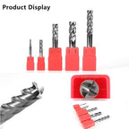 5pcs 3/32" Carbide Square End Mill Bits Set for Alloy Stees/Hardened Steels,Hrc55 Micro Grain Carbide Milling Cutter 4Flute CNC Router Bits with AlTiN Coating
