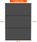 TORACK 3 pcs Metal Pegboard Panels for Wall Garage Utility Tools Storage Pegboard for Workbench, Shop, Modular Peg Board Tool Organizer Boards(Pack of 3, Black)