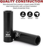 CASOMAN 1/2-Inch Drive x 17mm Deep Impact Socket, 2PCS Set, 6-Point, Metric, CR-MO