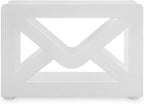 MyGift White Metal Desktop Mail Holder with Cutout Envelope Design Home and Office Desk Letter Organizer
