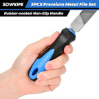 3-Piece Metal File Set, Premium High-Carbon Steel Files, 8 Inches, Includes Flat, Round, and Half-Round, Perfect for Metal, Wood, and More