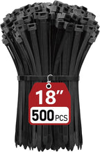 Zip Ties Heavy Duty 18 inch (500 Pack), Heavy Duty Cable Ties with 120 lb Tensile Strength for Outdoor Use, Black Wire Ties, Paloka