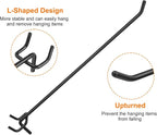 HARFINGTON 25pcs Pegboard Shelving Hooks 10" Stainless Steel Peg Board Display Hook Hanging Holders Wall Mount Organize Tools for Workbench Garage Kitchen Store, Black