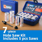 HIGHFIRE Bi-Metal Hole Saw Kit, 7-Piece Hole Saw Set 7/8",1",1-1/8",1-1/4" and 1-1/2" Hole Saw with Mandrels for Metal, Wood, Plastic, PVC and Drywall