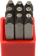 9pcs Heavy Duty Steel Stamp Uppercase Reverse Numbers 5/64 2mm Hand Stamping Character Mark Code Alphabet Punch Kit for Metal Sheet Plate Leather
