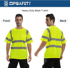 High Visibility Class 3 T Shirts，Hi Vis Safety Shirts with Reflective Strips and Pocket, Short Sleeve Quick Dry Mesh Construction Work Shirt for Men/Women Lime,5XL