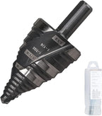 1/4 to 1-3/8 Inch Step Drill Bit Spiral Grooved Double Fluted, M2 High Speed Steel Drill bits for Hole Drilling in Stainless Steel, Copper, Aluminum, Wood, Plastic
