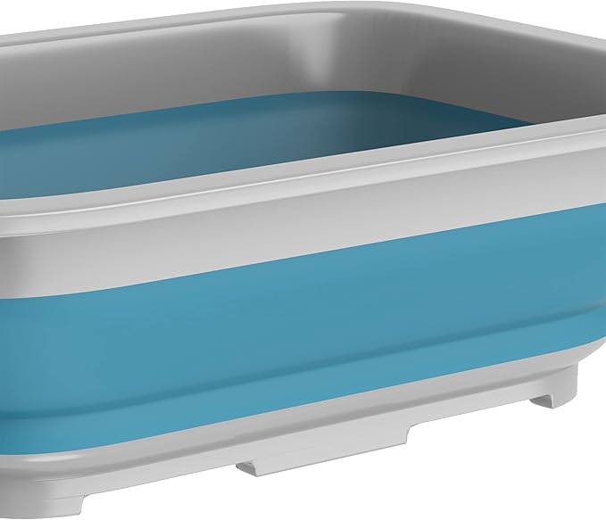 Set of 2 Multipurpose Wash Bins – 10-Liter Basins for Camping, Parties, or Cleaning – Collapsible Bucket Set by Wakeman (Blue)