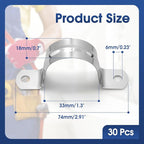 30PCS M32 Rigid Pipe Strap 1-1/4 Inch Two Hole Strap U Bracket Stainless Steel Tube Strap Tension Clip Clamps Heavy Duty Pipe Clamp U Clamp U-tube Clamp