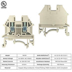 Dinkle DK4N DIN Rail Terminal Block Screw Type UL 600V 30A 10-22AWG, Pack of 100