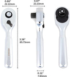 Neiko 03001A Stubby Ratchet, 1/4 Inch Ratchet Wrench, 108-Tooth Reversible Ratchet, 3.3 Degree, Quick Release Mini 1/4 Ratchet Drive, Oval Head Wrench, CR-V Steel Quarter Inch Small Ratchet Wrench