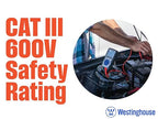 Westinghouse 600V True RMS Auto-Ranging Multimeter with Large Screen and Relative Mode; Measures Voltage Current Resistance Capacitance Frequency Temperature; Incl. Case and 2-Year Warranty.