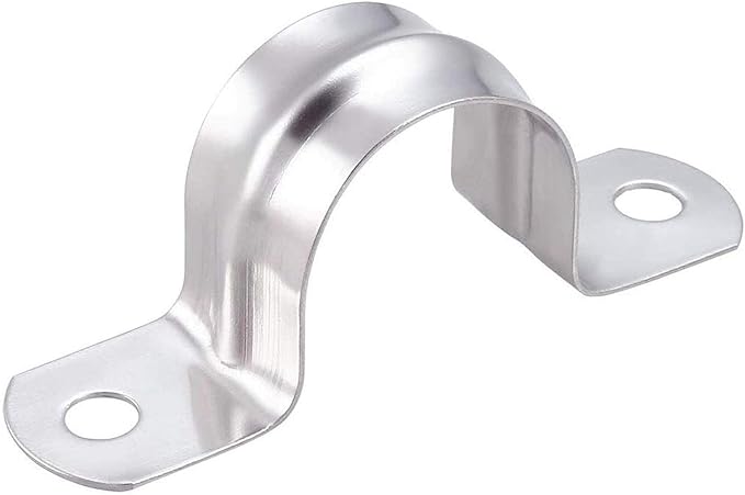 50 Pcs 3/4inch Rigid Pipe Strap,Two Hole Stainless Steel Strap U Bracket, Widened Tube Strap Tension Clip Assortment Kit Heavy Duty Pipe Clamp（25mm）