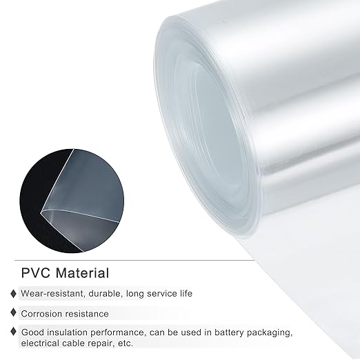 MECCANIXITY Battery Wrap PVC Heat Shrink Tubing 42mm Dia 66mm Flat 33 Feet(10meters) Clear Good Insulation for Battery Pack
