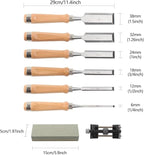 8 Pieces Wood Chisel Tool Sets, 11.4in Woodworking Carving Chisel Kit with Honing Guide, Sharpening Stone and Wooden Case