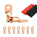 8PCS Battery Cable Ends, 1 Gauge Wire Connectors 5/16 Copper Wire Lugs, Bare Copper Eyelets with Heat Shrink Tubing by HOUSUN