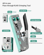 VCELINK RJ45 Crimp Tool Kit 105-in-1 for CAT7/CAT6A/CAT6/CAT5E/CAT5 Connectors, Includes Crimper Blades Replaceable, Cable Tester, Wire Cutter for Beginners Professionals DIY Network Setups
