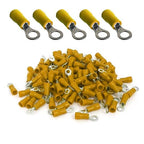 ANGSTROM #8 Bolt Ring Terminals, Insulated Electrical Crimp Connectors 100pcs (12-10ga Yellow)
