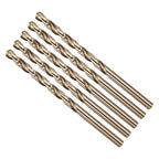 Drill Bit, #12 Cutting Diameter, 4341 HSS Gold Finish 135° Cutting Angle Number Jobber Bits - (Applications: for Drilling Soft Metal Plastic Wood), 5-Pieces