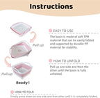 Collapsible Wash Basin for Baby Bottles - 2.4 Gallons Portable Wash Bin for RV Camping Sink, Space-Saving Dish Tub (Pink)